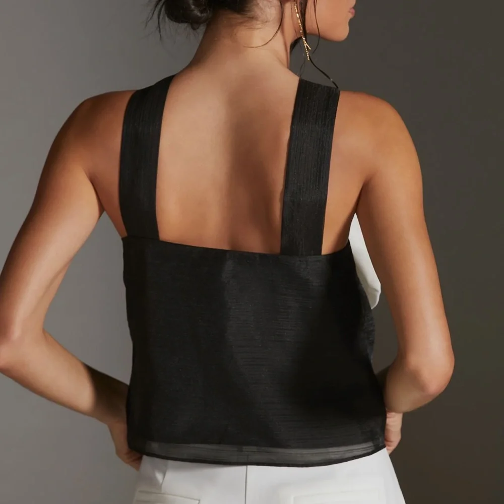 Chic Black and White Bow Top - Picture 4 of 9